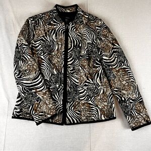 RQT Women’s Quilted Jacket Full Zip M Dressy Zebra and floral print